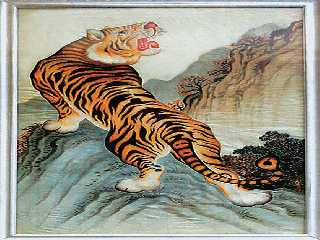gift to President <nobr><strong><b>Kim Il Sung</b></strong></nobr> from Mao Zedong, chairman  of the Central Committee of the Communist Party of China and president of the People’s Republic of China, Embroidery “Tiger” on October 1953