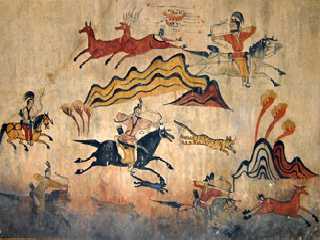 La fresque tombale chasse du tombeau moyen à Jian